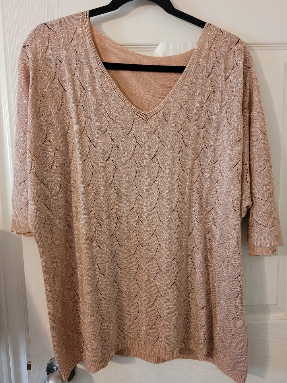 🔥 2 For $20 - Light Pink Knit V-Neck Sweater Top